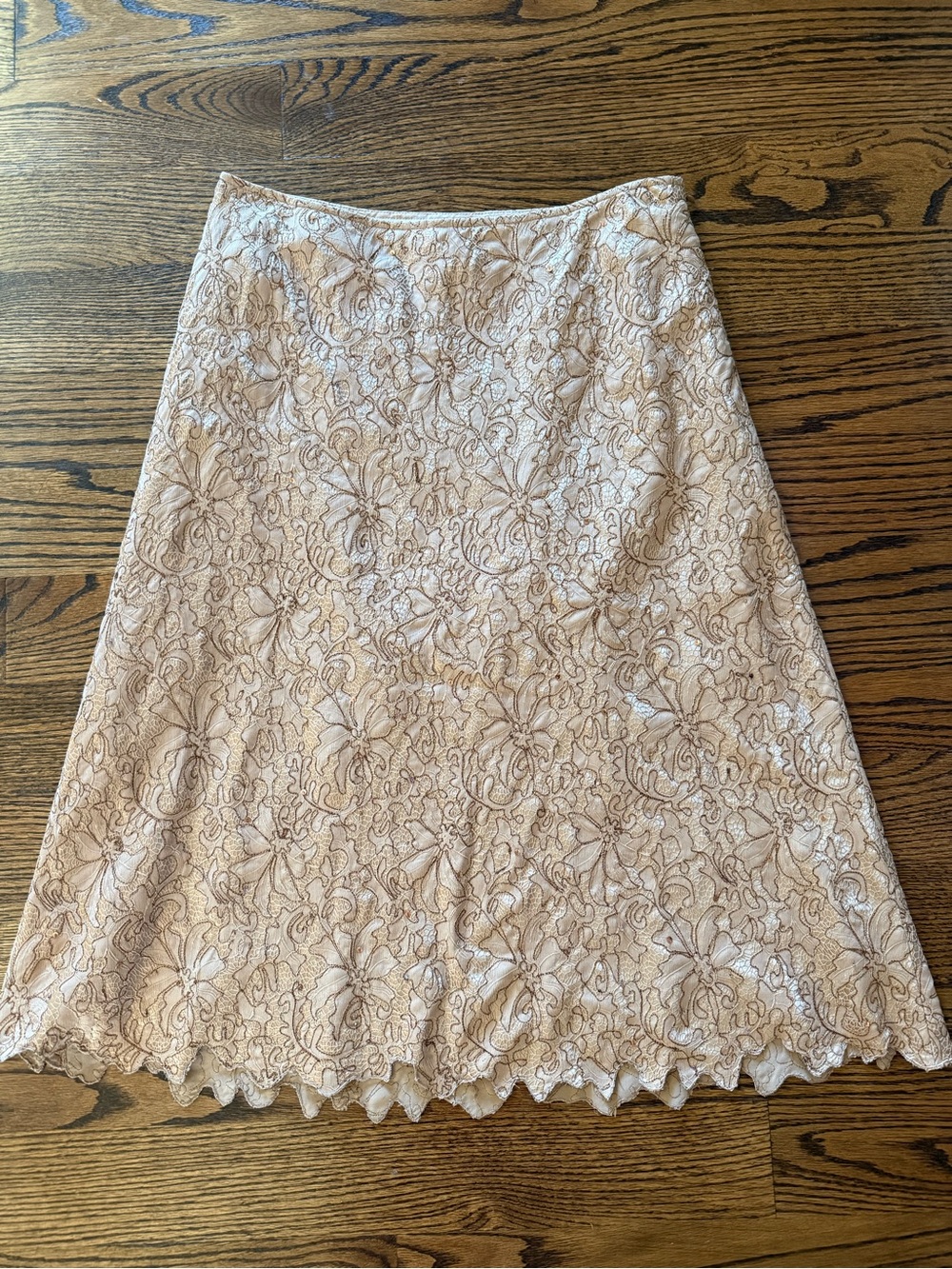 Vintage Lafayette 148 Bronze Lace A Line Skirt 6